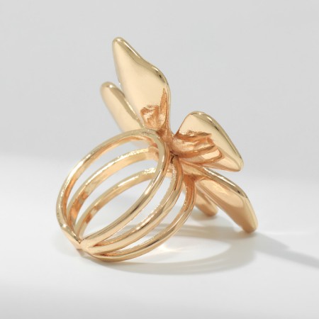 Ring metal "Flower" sakura, white color in gold, dimensionless-2
