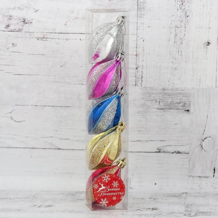 Christmas tree decoration "Multi -colored icicles" (set of 5 pcs) 4x8 cm, mix-1