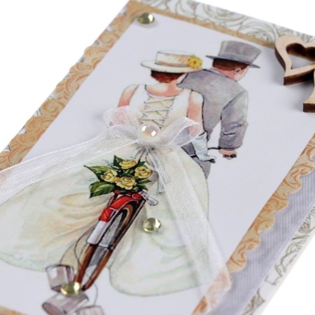 Money envelope "Happy Wedding Day!" Handmade, pair, 8x16 cm-3