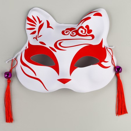 Kitsune carnival mask, red color-4