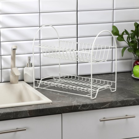 Drying Dishes 2-tier "Lux", 40 × 24 × 35 cm, white color-1