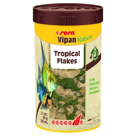 Sera Vipan Nature food for fish, main, in flakes, 250 ml, 60 g