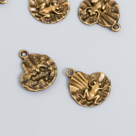 Decor for creativity Metal "Frog on a sheet" Bronze set 12 pcs 1.7x2.1 cm