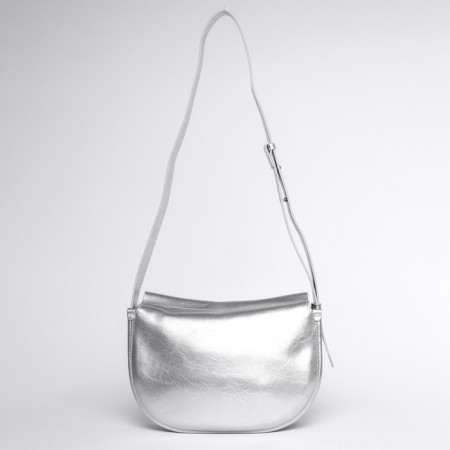 Bag Cross-Body Women's, genuine leather, Ludor silver, 26x9x20 cm-1