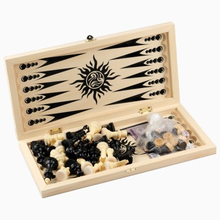 Board game 3 in 1 "Classic": backgammon, chess, checkers, board 40 x 40 cm-4