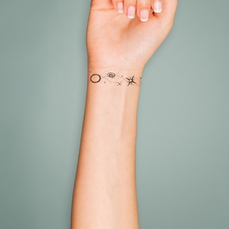 Tattoo on the body Black "Bracelet. Cosmos" 20x3 cm-2