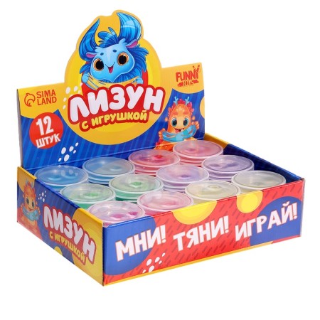 Лизун «Животные», твёрдый, с игрушкой внутри, цвета МИКС-8