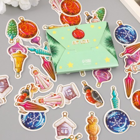 Stickers for creativity "New Year toys" embossing gold set 48 pcs 9x7x0.8 cm-6