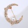 Brooch "Crescent" with stars, white color in gold
