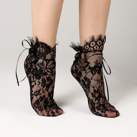 Carnival accessory, socks, black, lace-2