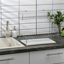 Dishes for dishes with a pallet 2-tier, table-mounted, 37.5 × 29 × 40 cm, color chromium