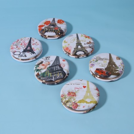 Folding mirror "Paris", D 7.5 cm, with an increase, artificial leather, Mix drawing-5