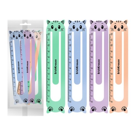A set of 4 plastic bookmarks Erichkrause "Matt Pastel Bloom", figured, in a bag, mix