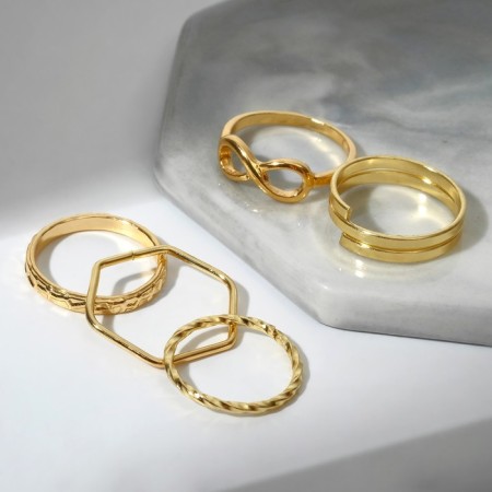Ring set 5 pieces "perfect fingers" subtlety, color gold-1