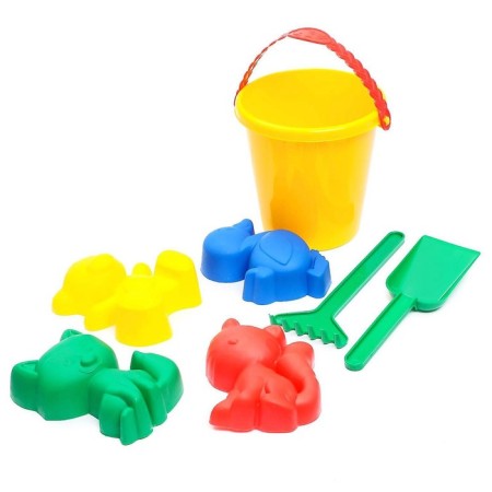 Set for playing in sand No. 1: Blide, 4 molds for sand, rakes, spatula, mix-8