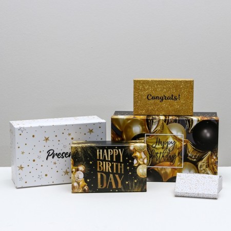 A set of boxes 10 in 1, gift packaging, “Happy Birthday”, 12 x 7 x 4 - 32.5 x 20 x 12.5 cm-1