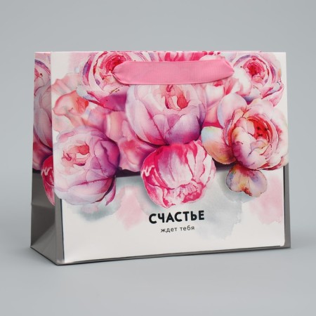 Gift laminated horizontal package, packaging, “happiness is waiting for you” 22 x 17.5 x 8 cm-1