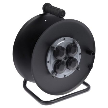 Metal coil, 4 sockets, s/h, with lids IP44, 16 A, UHL2, gray