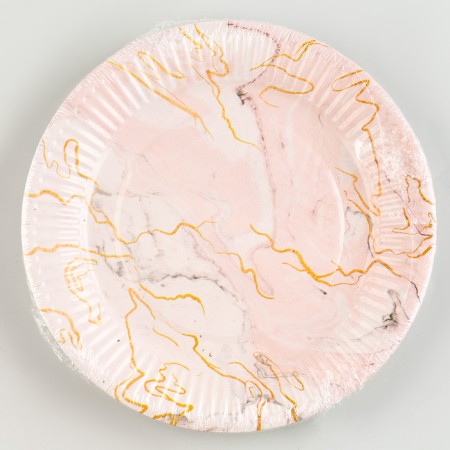 Disposable paper plate "marble", 18 cm-1