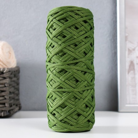 Knitting cord 100% polyester, width 3 mm 100m (olive)-4