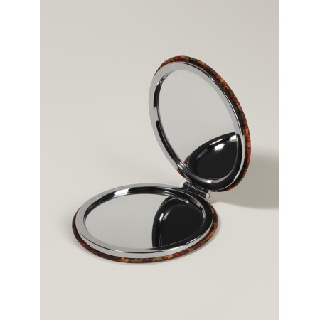 Mirror folding "Ornament", D = 7.2 cm, with an increase, brown/orange color-2