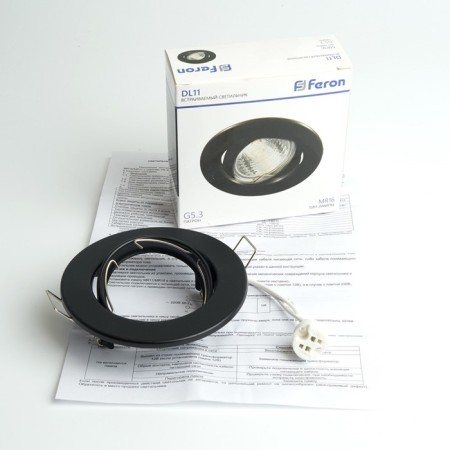 Introductive Lamp Feron DL11, IP20, G5.3, 50 W, 90x90x27 mm, black matte color-5