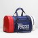 Sports bag with lightning, external pocket, long belt, white/blue/red color
