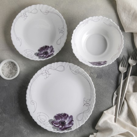 Service table shares “Lilac bliss”, 18 objects: 6 plates D = 17.5 cm, D = 23 cm, 15 × 5 cm, glass -ceramic-1