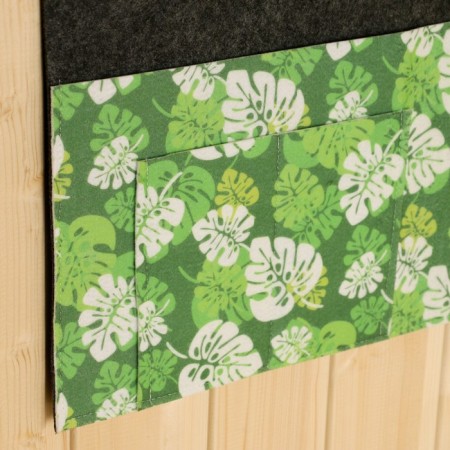 Horizontal suspension organizer on gross 3 compartments, print green leaves, 30x50 cm,-1