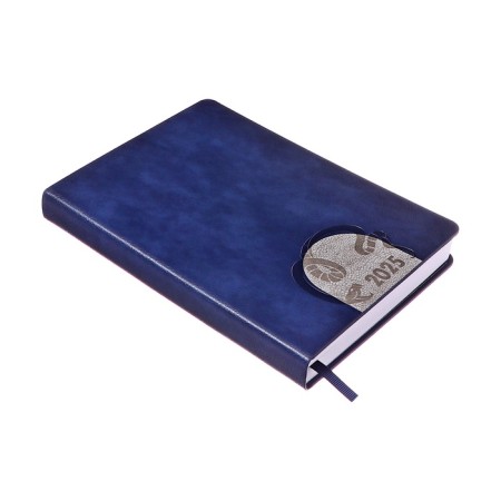 Dated diary 2025, A5, 176 sheets, Hong Kong, solid cover, pancake embossing, with liesse, block 80 g/m2, blue-1