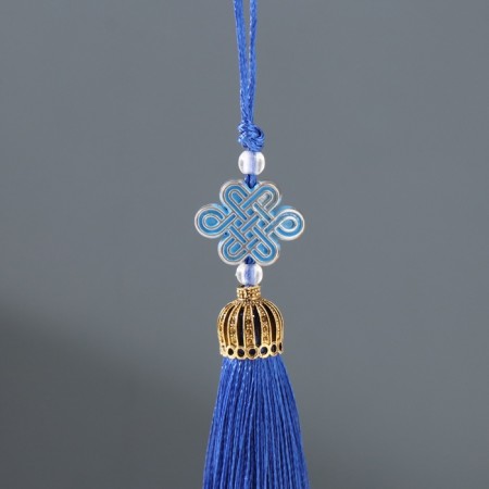 Textile suspension, plastic "Knot of happiness and infinity" bright blue 0.7x1x9.5 cm-1