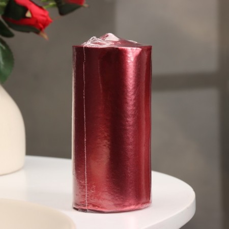 Candle - paraffin, varnished, red metallic cylinder, 5.6 × 12 cm-2