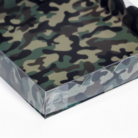 Cookie box, "green camouflage" 15 x 15 x 3-1