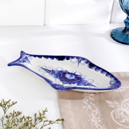Herring "fish", gzhel, porcelain, 24x14 cm-7