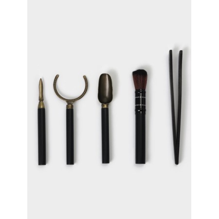A set of tools for the tea ceremony 5 in 1: forceps, brush, knife, grip, spoon