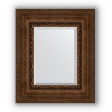 Mirror with fatset in a baguette frame - aged bronze with an ornament of 120 mm, 52 x 62 cm, evoForm