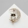 Brooch "Owl for a month", black and white color in gold