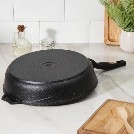 Frying pan “Granite Star”, D = 30 cm, plastic handle, glass cover, anti -stick coating, black color-3