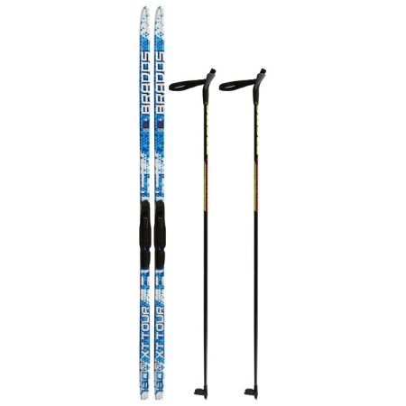 Ski kit: plastic skis 180 cm with a notch, fiberglass sticks 140 cm, SNS mounts, MIX color-5