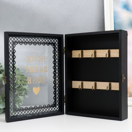 Klyuchnitsa tree 6 hooks "House, cute house" Black 20x5.5x26 cm-3