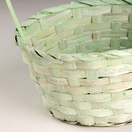 Wicker basket, d20x10xh33cm, green, bamboo-1