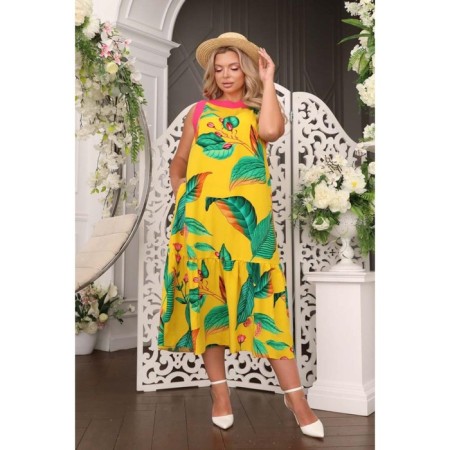 Sarafan female, size 52, yellow color-3
