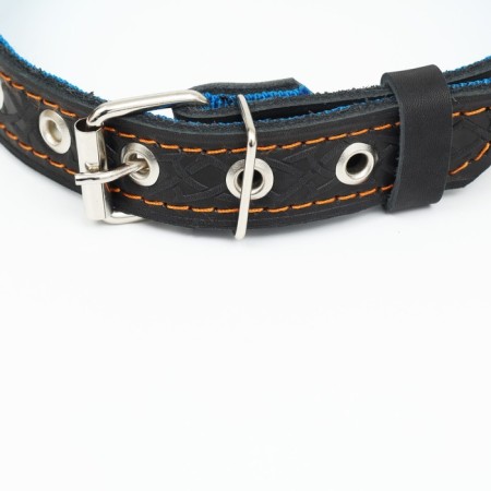 Collar leather reinforced with a kapron with a half-ring, 55 x 2.5 cm, Osh 27-53 cm, black-2