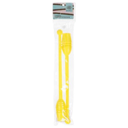 Bulas for rhythmic gymnastics inserted Grace Dance, 35 cm, yellow color-7