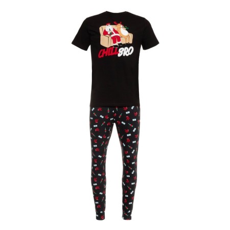 Pajama New Year's male KAFTAN "Chill Bro", black color, size 52-7