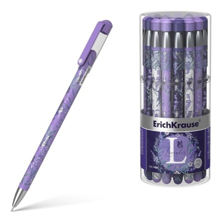 Gel pen Erichkrause Lavender Stick, node 0.38 mm, black ink, letter line 500 meters, mix