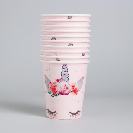 A one -time paper glass "Mordochka unicorn", 250ml.-1