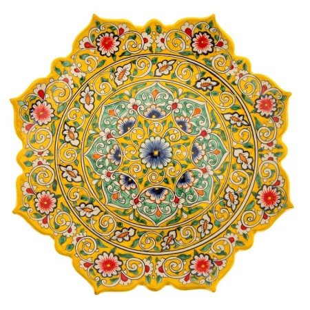 Largan Rishtan ceramics "Flowers", 31 cm, yellow mix, corrugated-22