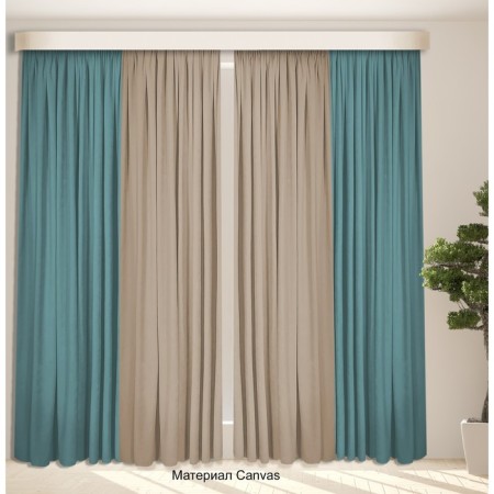 Set of curtains "Canvas", size 200x260 cm, 2 pcs, biruisic color, beige color-1