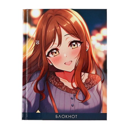 Notepad A6, 80 sheets in the "Anime" cage, solid cover, offset unit